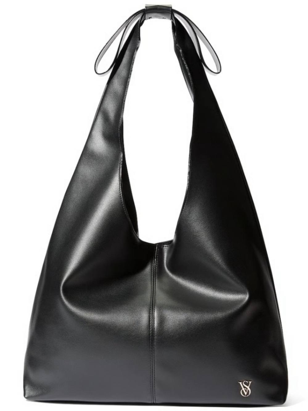 NWT Victoria's Secret Black Faux Leather Hobo Tote Shoulder Bag